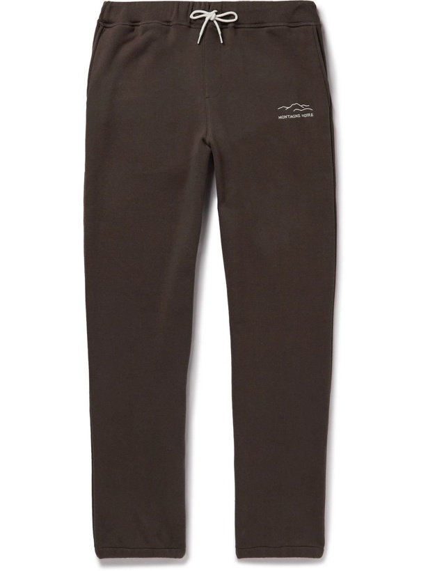 Photo: De Bonne Facture - Tapered Logo-Embroidered Cotton-Jersey Sweatpants - Brown