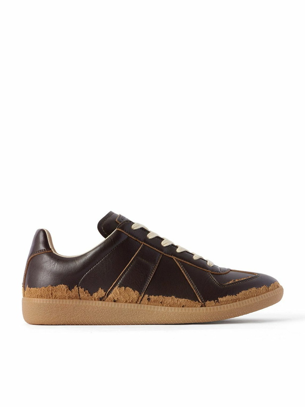 Photo: Maison Margiela - Replica Distressed Sneakers - Brown