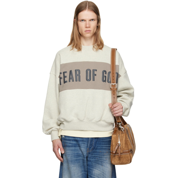 Photo: Fear of God ESSENTIALS Gray Cropped Relaxed Panelled Sweatshirt