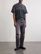 Satoshi Nakamoto - Whatever It Takes Logo-Embellished Distressed Cotton-Jersey T-shirt - Black