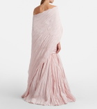 Marmar Halim Pleated taffeta bustier gown and cape set