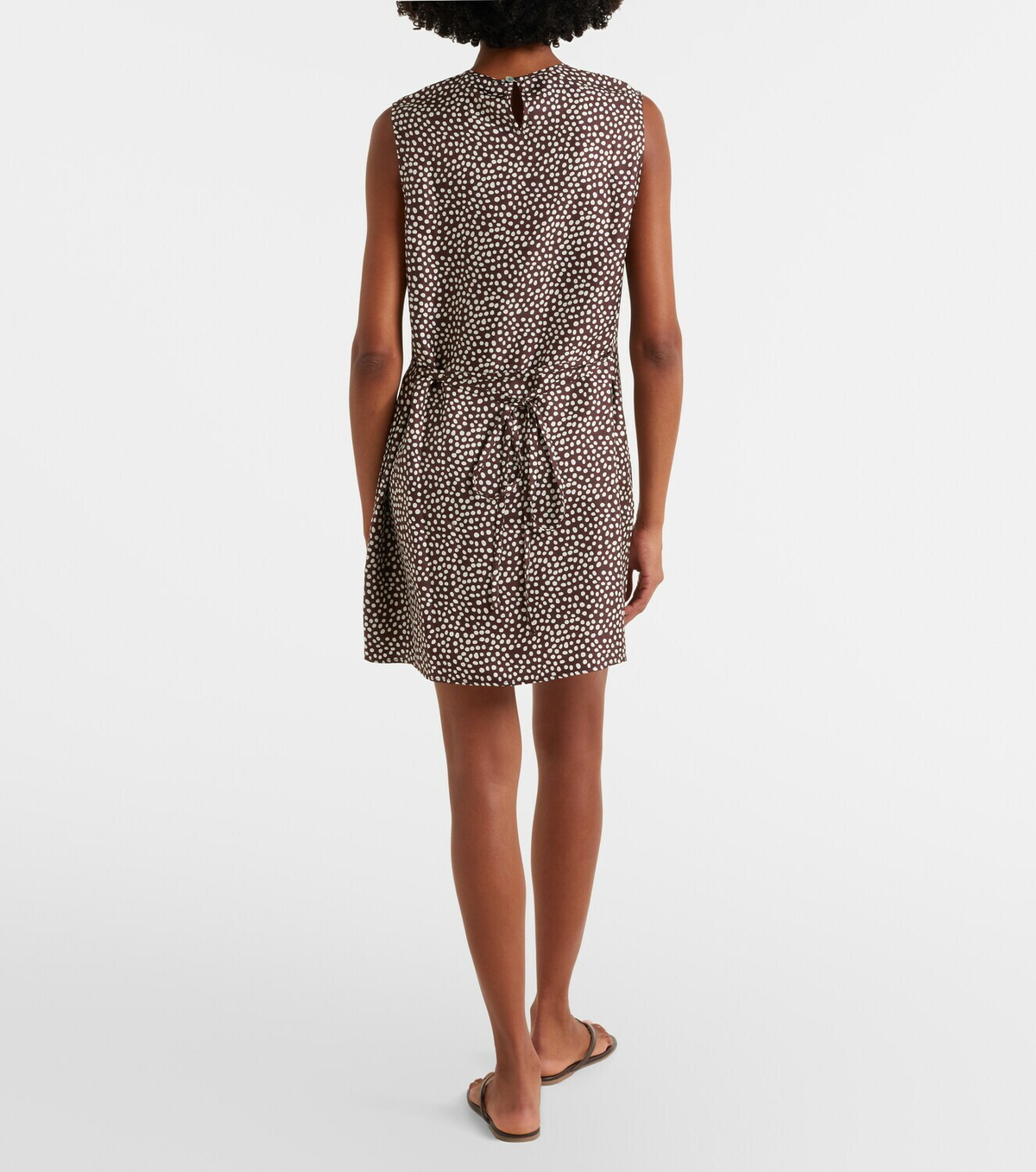 Asceno Sintra polka-dot silk twill minidress