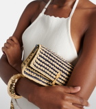 Christian Louboutin Bettina Mini leather-trimmed crochet clutch