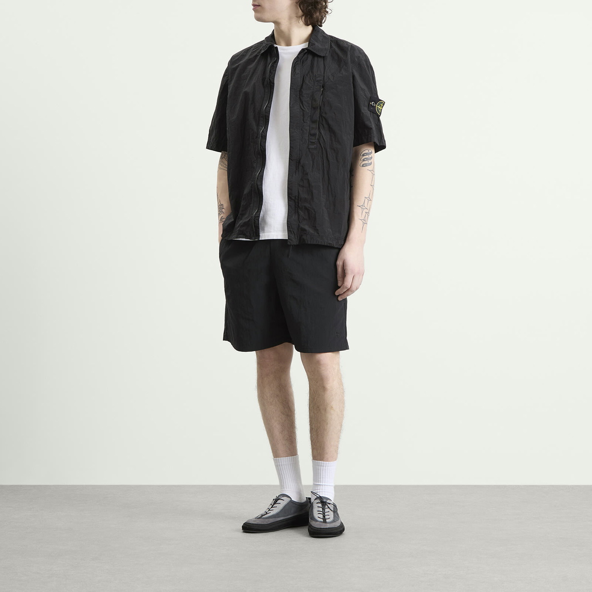 Stone Island Men's Nylon Metal Short Sleeve Shirt in Black