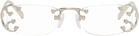 Prada Eyewear Silver Rimless Metal Glasses