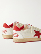 Golden Goose - Ballstar Distressed Leather Sneakers - White