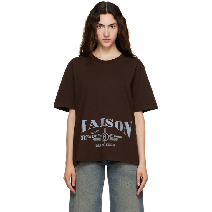 Photo: MM6 Maison Margiela Brown Printed T-shirt