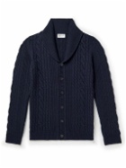 Johnstons of Elgin - Shawl-Collar Cable-Knit Cashmere Cardigan - Blue