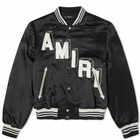 AMIRI Men's Satin Varsity Jacket in Black