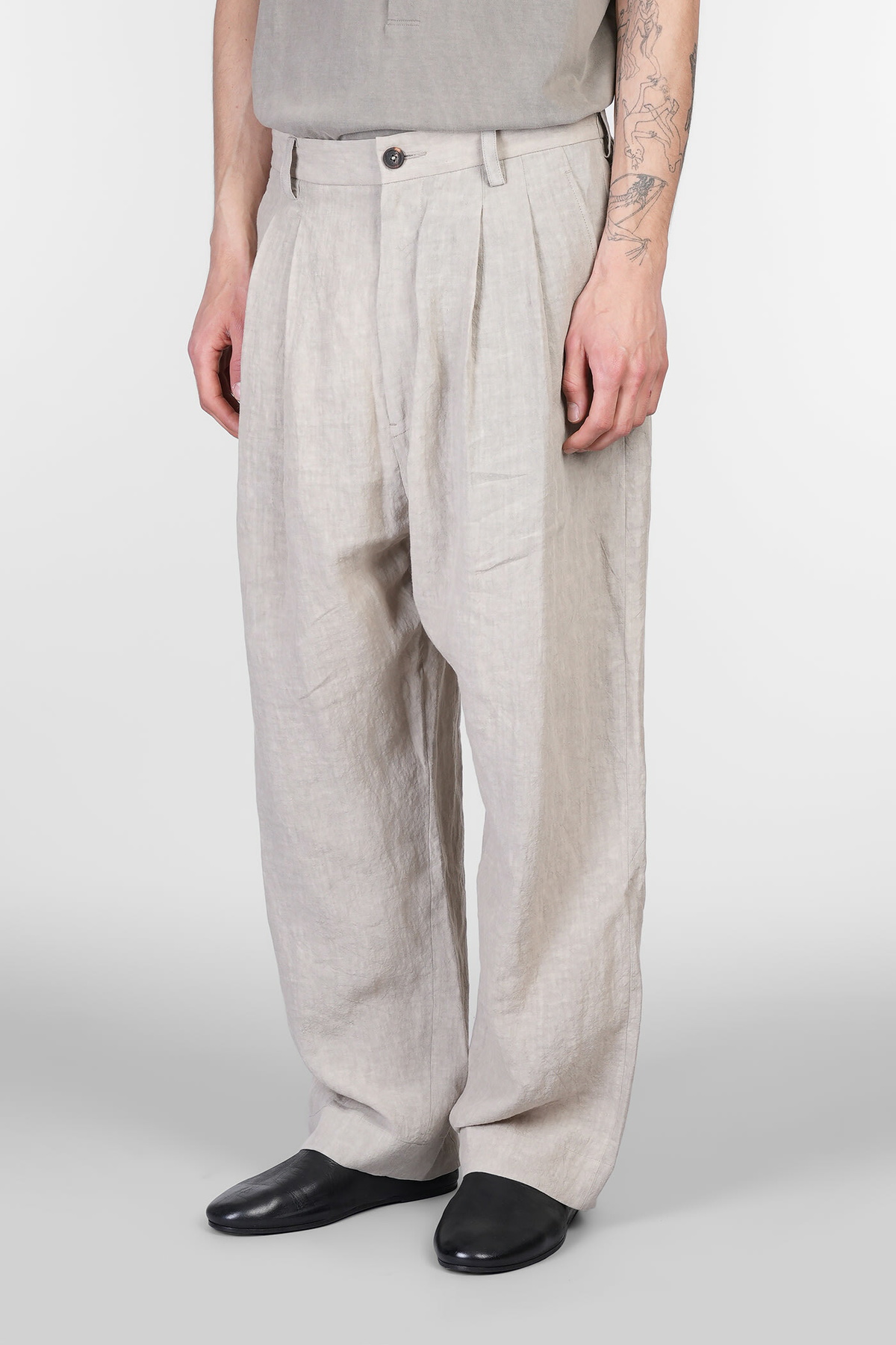 Ziggy Chen Pants In Beige Linen