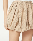 Pinko Full Rhinestone Balloon Miniskirt Warm Taupe Beige