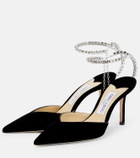 Jimmy Choo - Saeda 85 embellished velvet pumps