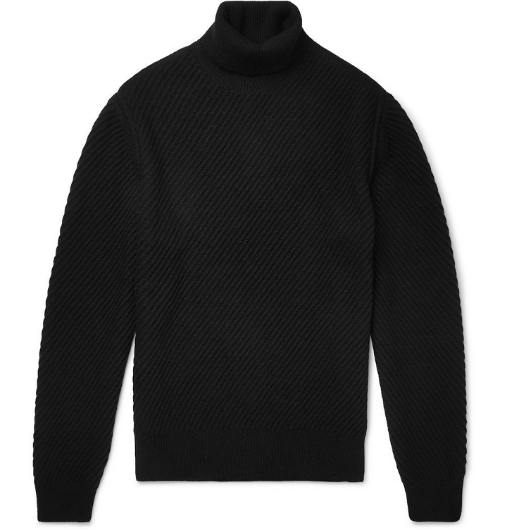 Photo: Hugo Boss - Ribbed Virgin Wool, Silk and Cashmere-Blend Rollneck Sweater - Men - Black