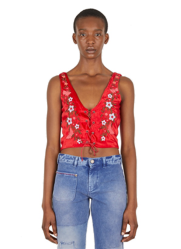 Photo: Embroidered Folk Vest Top in Red