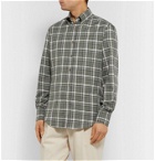 Brunello Cucinelli - Button-Down Collar Checked Cotton-Twill Shirt - Gray