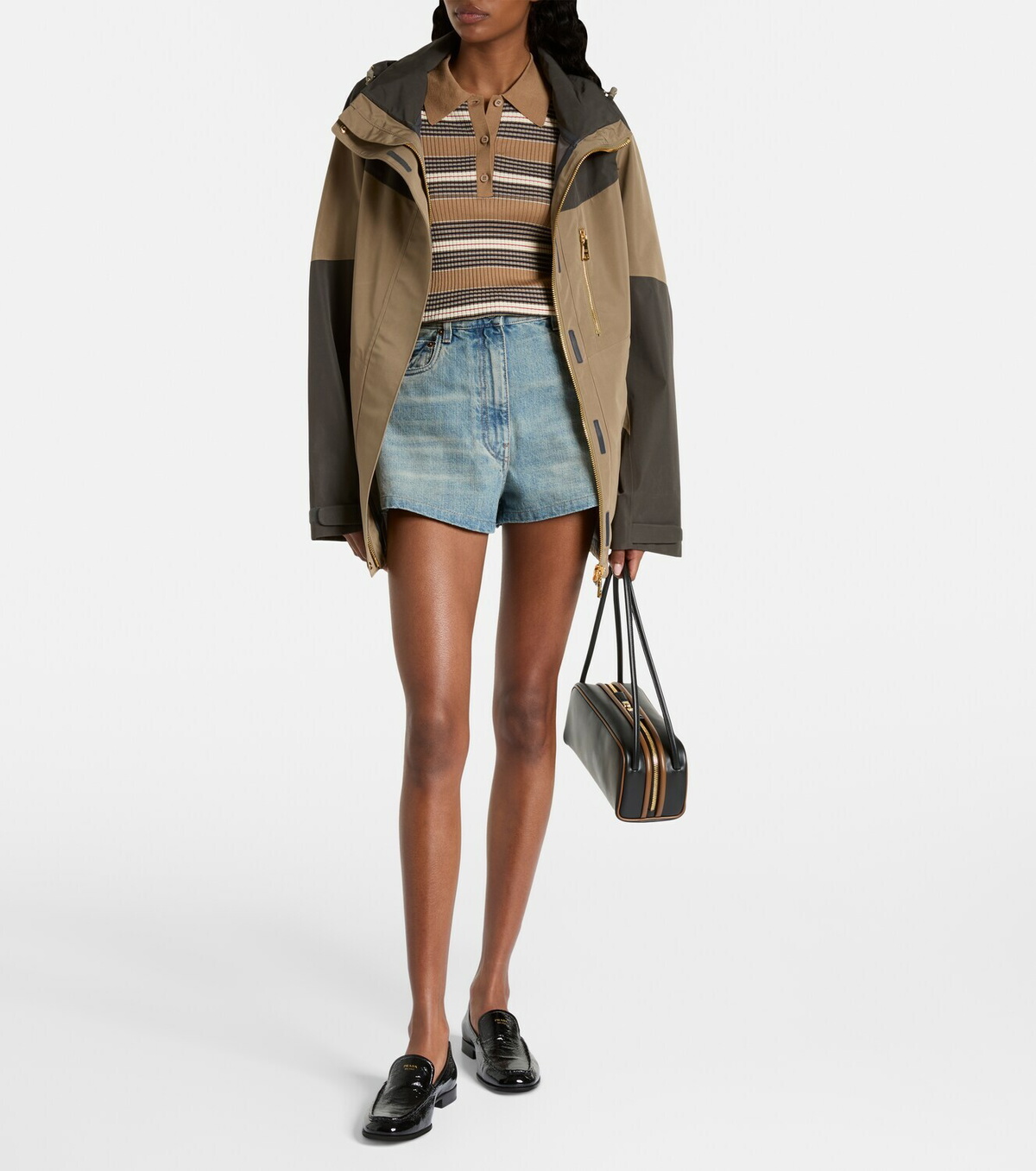 Prada High-rise denim shorts