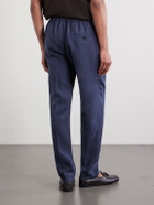 De Petrillo - Straight-Leg Pleated Linen Suit Trousers - Blue