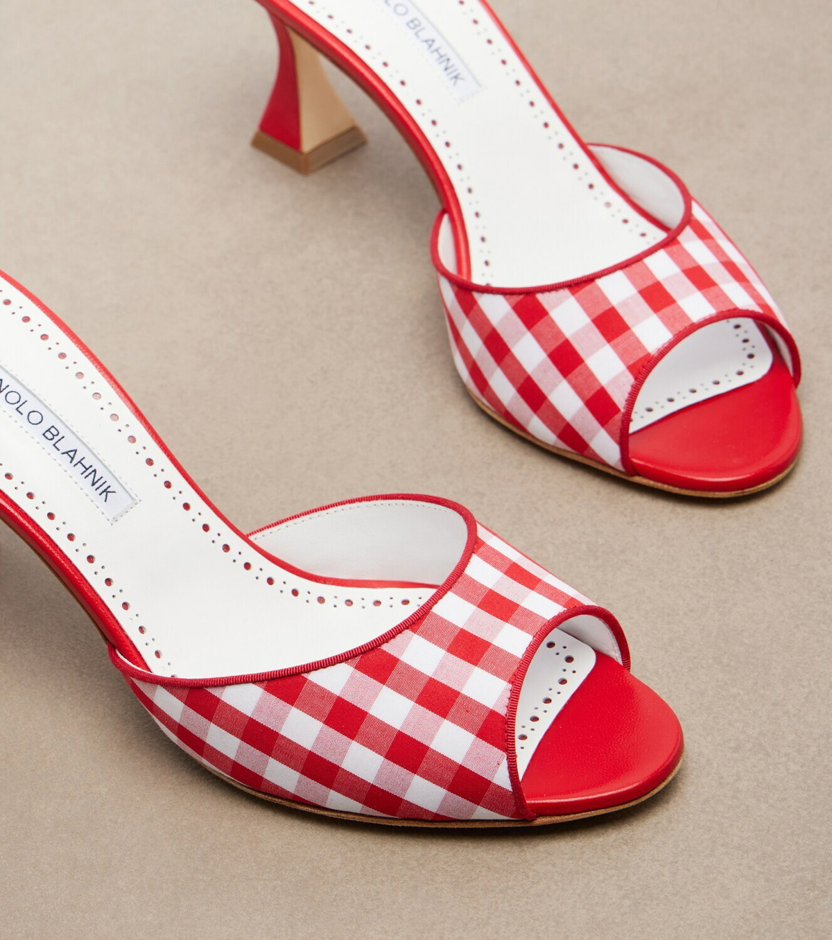 Manolo Blahnik Jadara leather-trimmed gingham mules