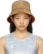 KARA Brown Crystal Mesh Bucket Hat