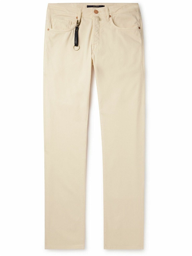 Photo: Incotex - Slim-Fit Straight-Leg Stretch Modal and Cotton-Blend Trousers - Neutrals