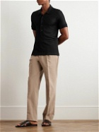 TOM FORD - Slim-Fit Ribbed-Knit Polo Shirt - Black