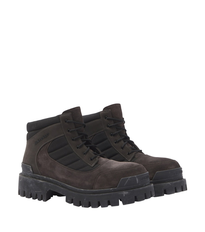 Photo: Balenciaga Combat Strike suede-trimmed lace-up boots