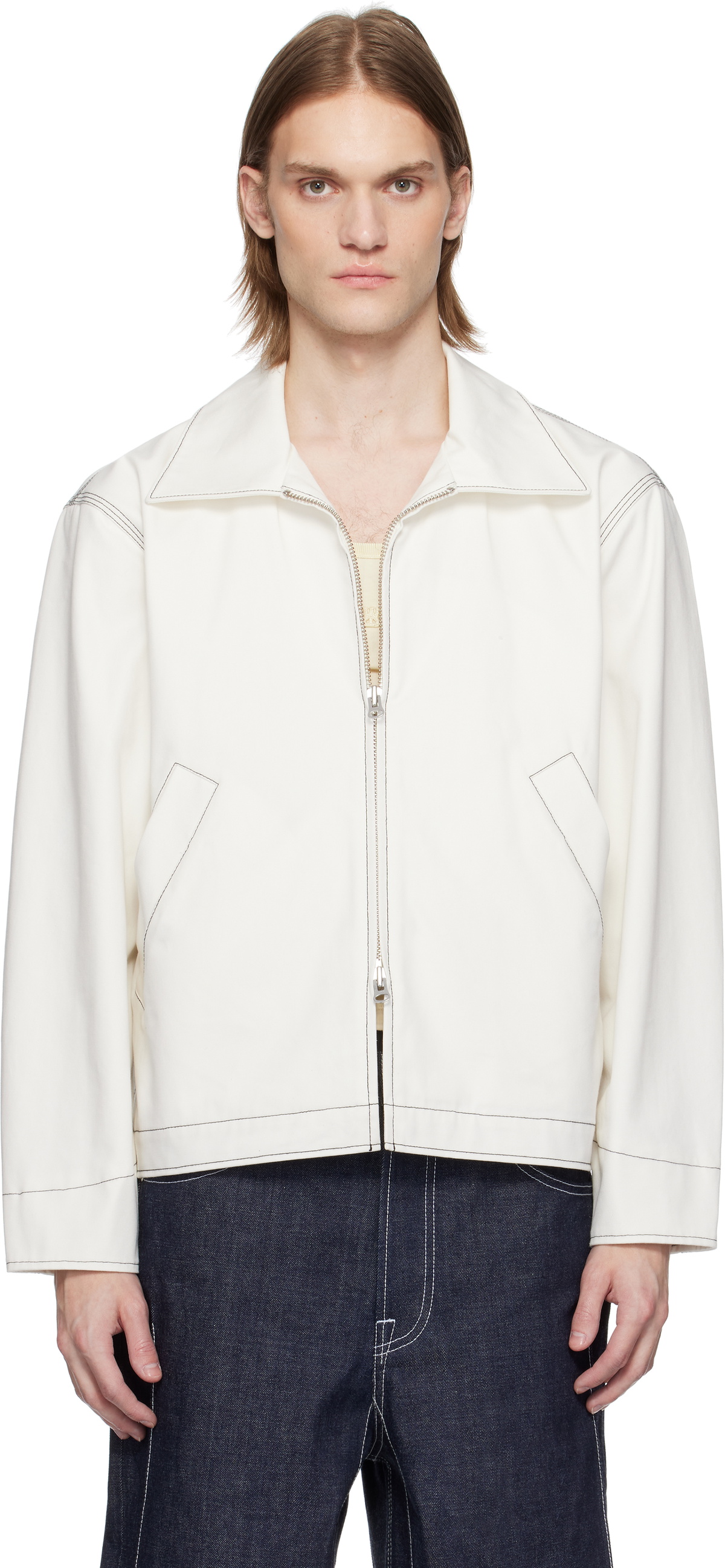 Karmuel Young White 2-Way Pocket Square Jacket