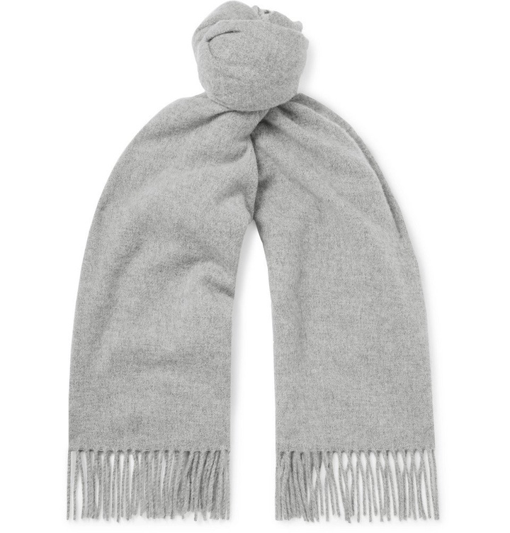 Photo: Acne Studios - Canada Narrow Fringed Mélange Wool Scarf - Light gray