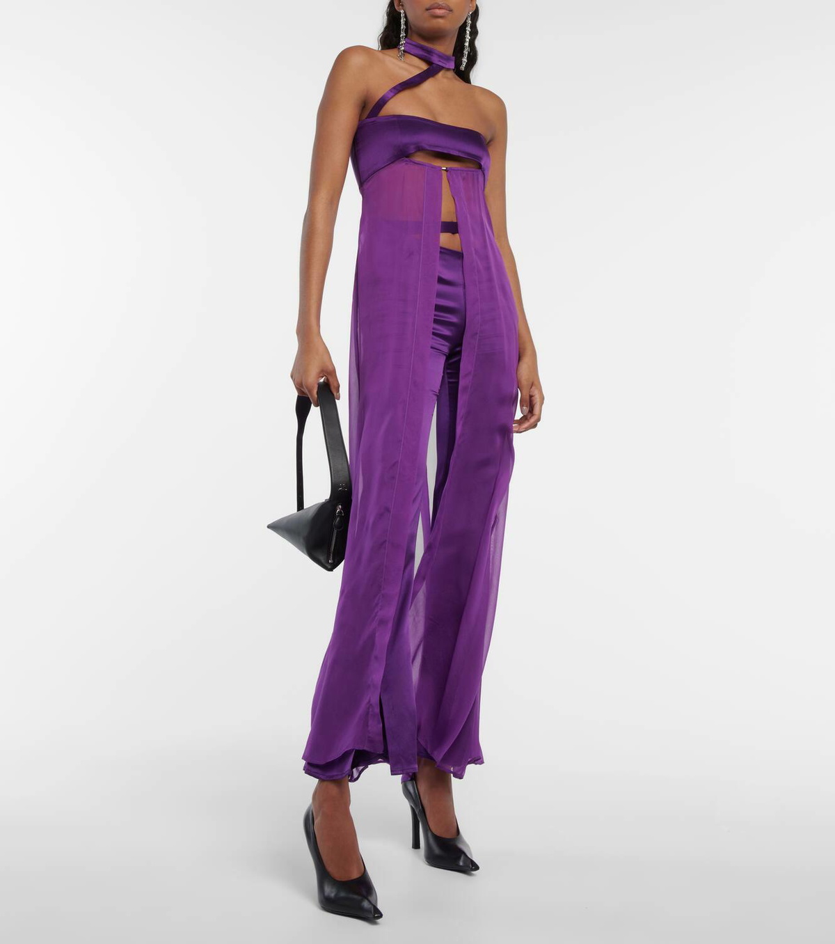 Didu Silk satin split-hem pants
