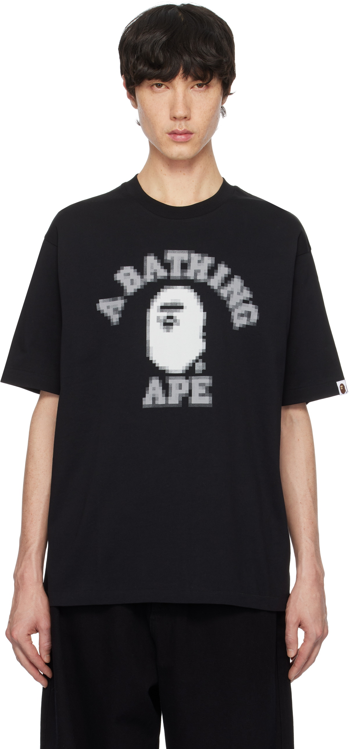 BAPE Black Pixal College Relaxed Fit T-shirt A Bathing Ape