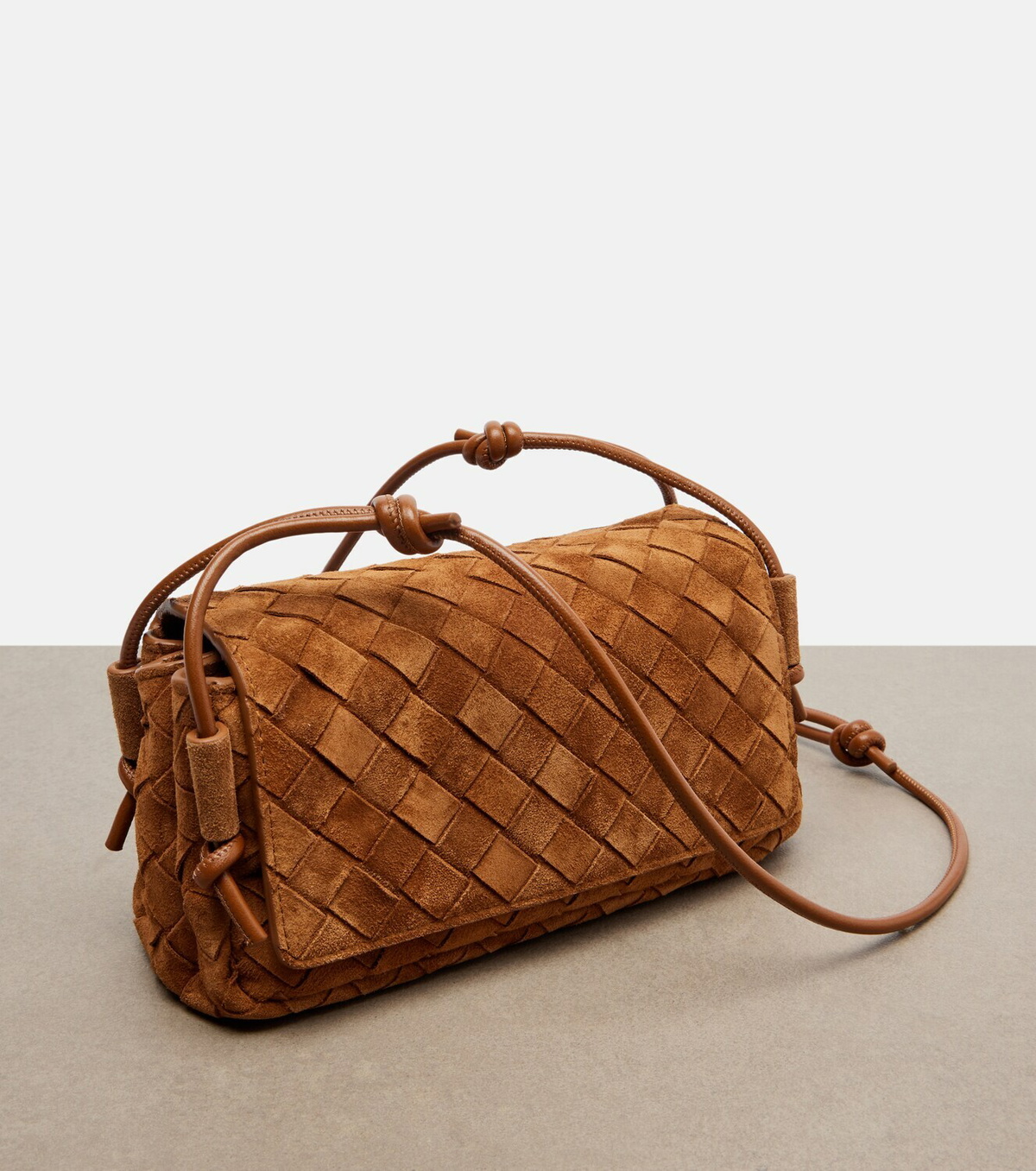 Bottega Veneta Notturno Intrecciato Small suede crossbody bag