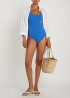 Lisa Marie Fernandez Seersucker Swimsuit Blue