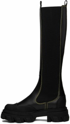 GANNI Black Cleated High Chelsea Boots