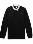 Nike - Logo-Embroidered Stretch-Cotton Jersey Rugby Polo Shirt - Black