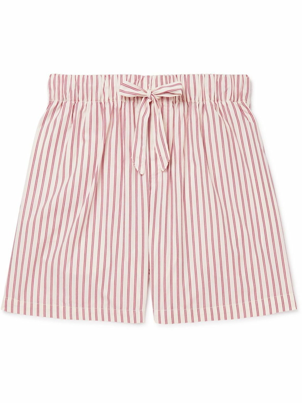 Photo: TEKLA - Striped Organic Cotton-Poplin Pyjama Shorts - Red