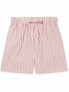TEKLA - Striped Organic Cotton-Poplin Pyjama Shorts - Red