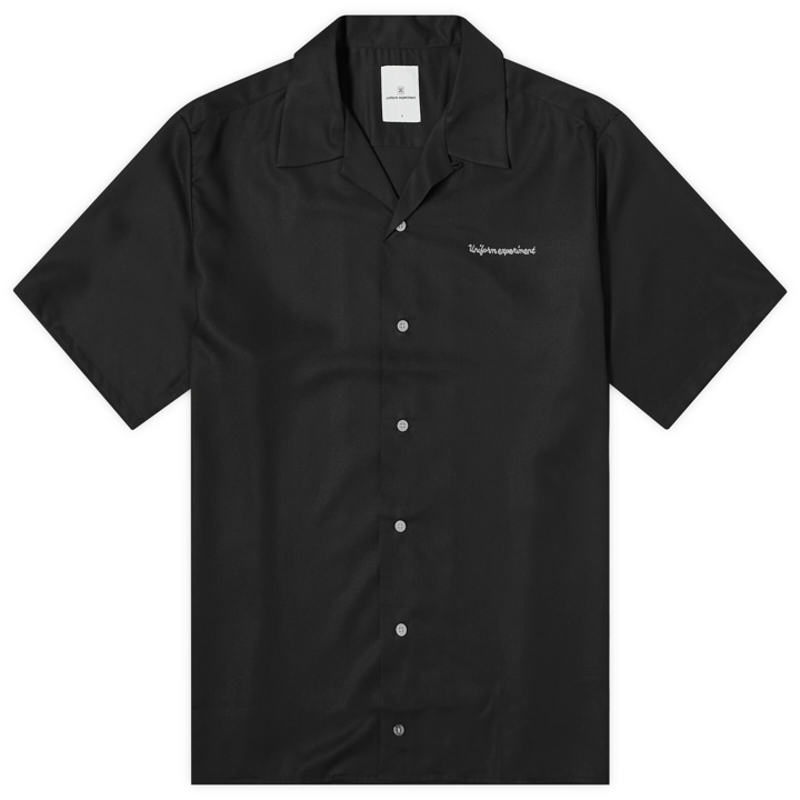 Photo: Uniform Experiment Men's Washable Rayon Vacation Shirt in Black