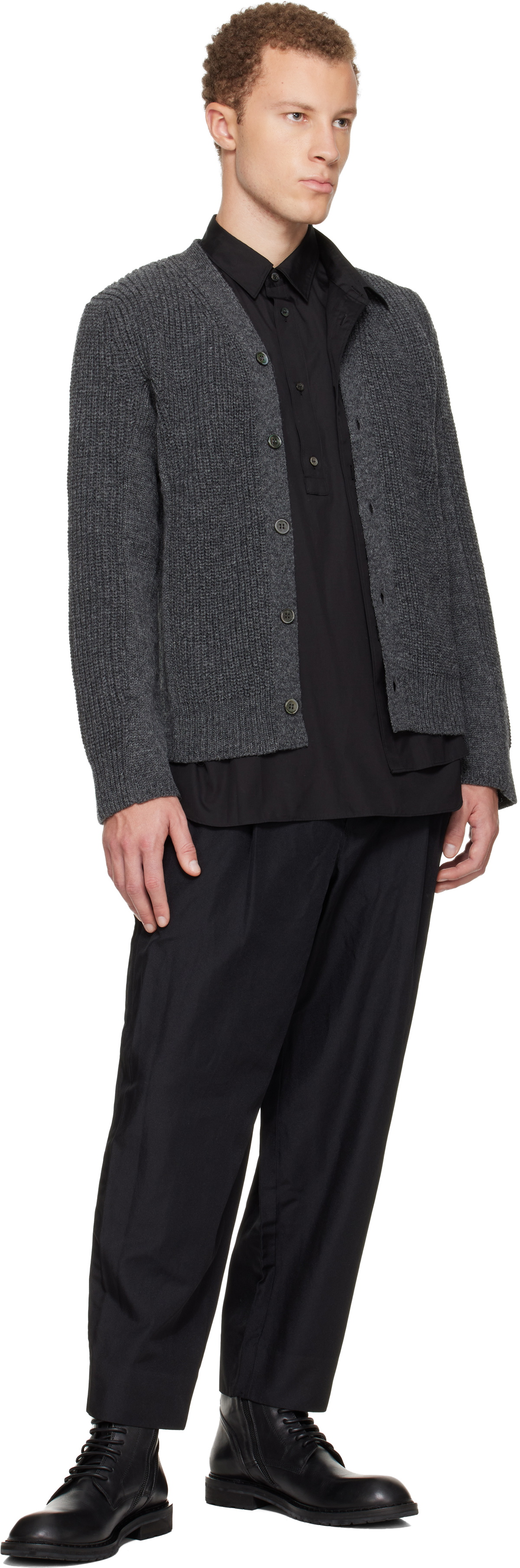 Comme des Garçons Homme Deux Gray Wool Cardigan