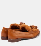 Clergerie Rita faux fur-trimmed leather loafers