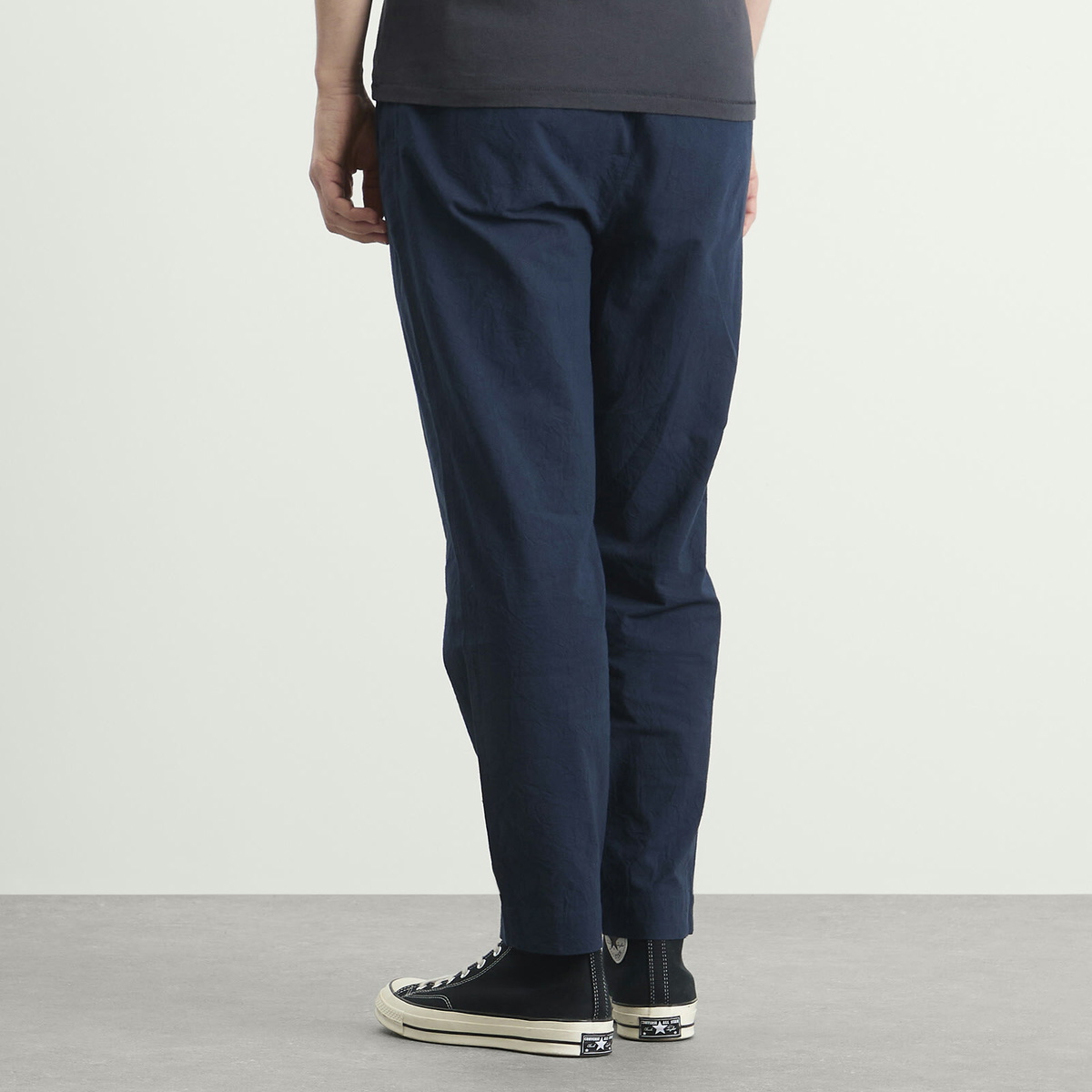Folk Men's Drawcord Assembly Pant in Dark Navy Crinkle Folk