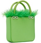 MACH & MACH Green Feather-Trimmed Bag