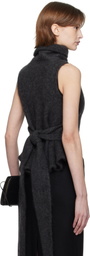 AARON ESH Gray Tied Roller Neck Vest