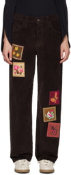 Anna Sui Brown Embroidered Patched Trousers