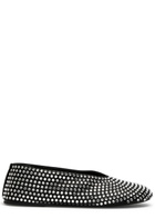 Khaite Marcy Crystal-embellished Satin Ballet Flats Black