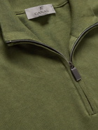 Canali - Slim-Fit Cotton Half-Zip Sweater - Green