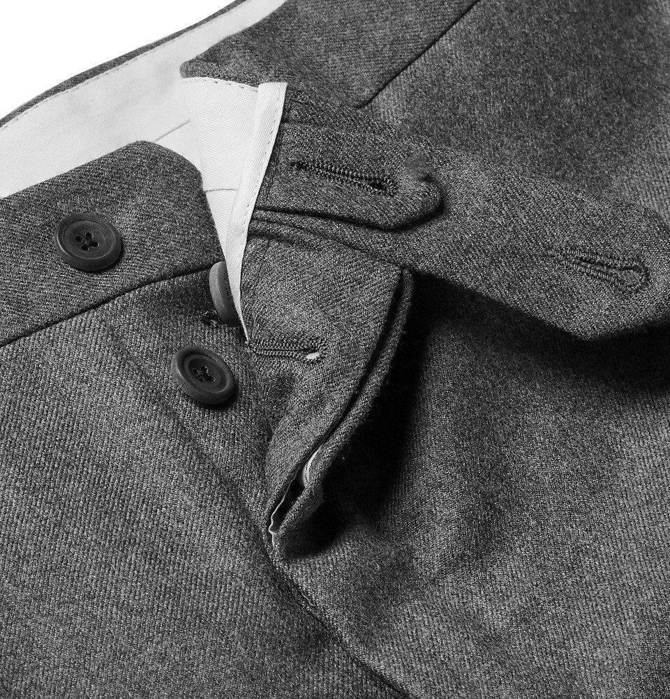 Buy Men Grey Textured Slim Fit Trousers Online - 758296 | Van Heusen
