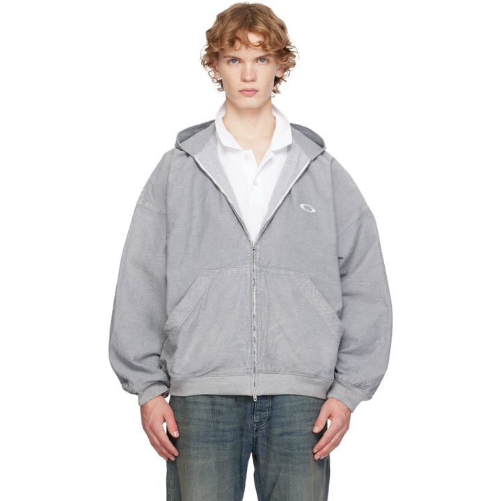 Photo: Balenciaga Gray Denim Logo Hoodie