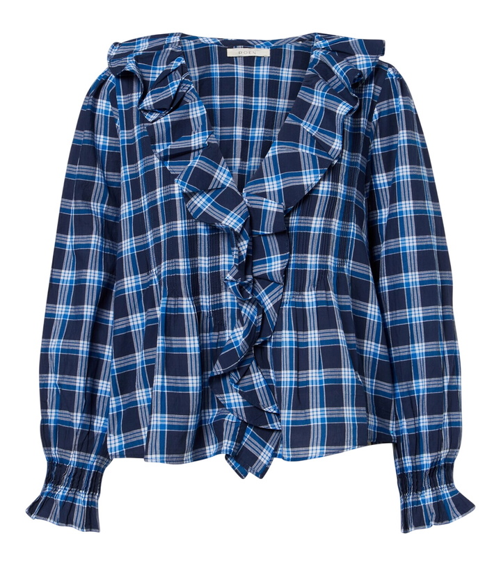 Photo: Dôen Hardy plaid ruffled cotton blouse