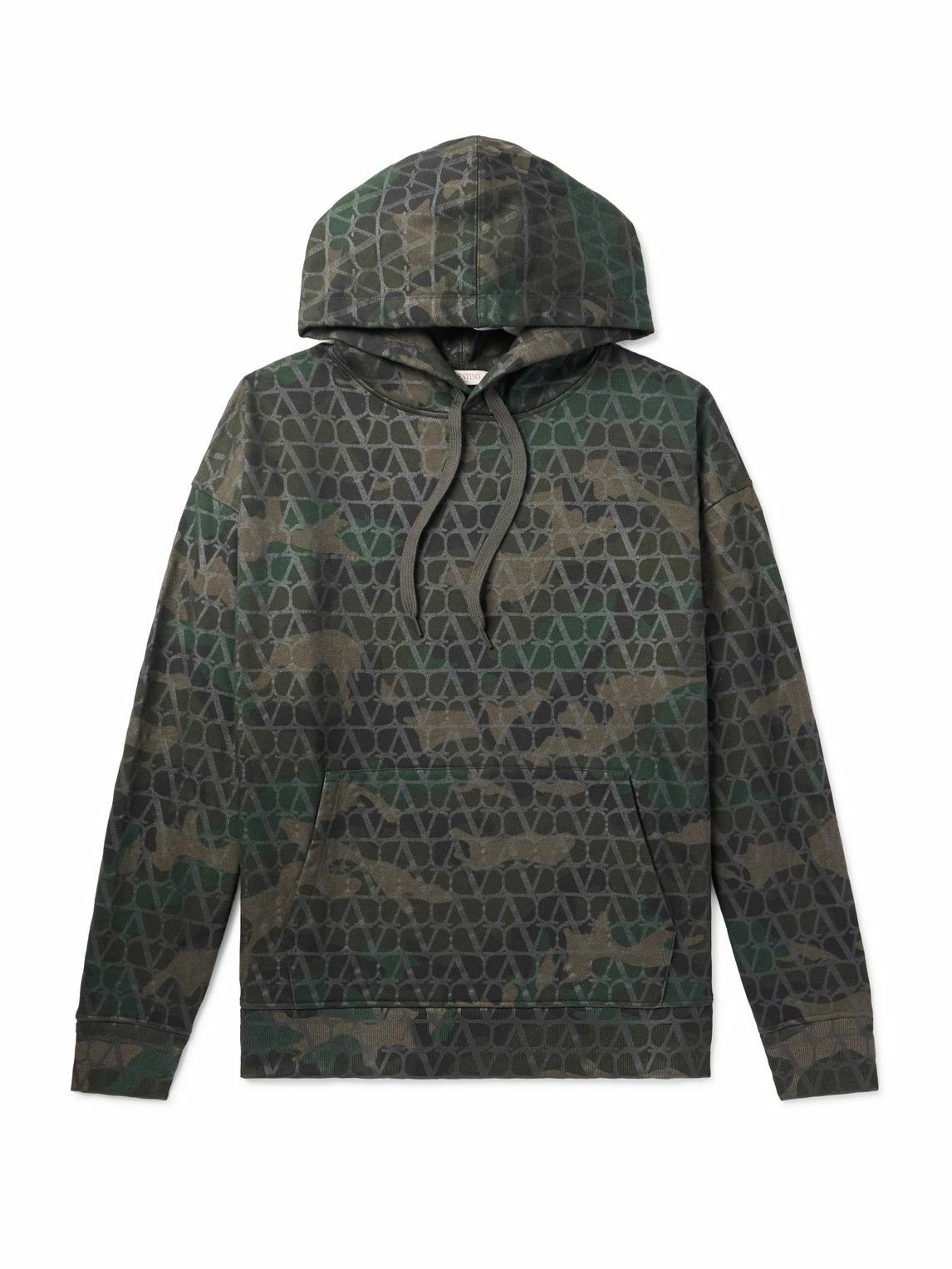 Valentino Garavani - Camouflage-Print Cotton-Blend Jersey Hoodie - Green