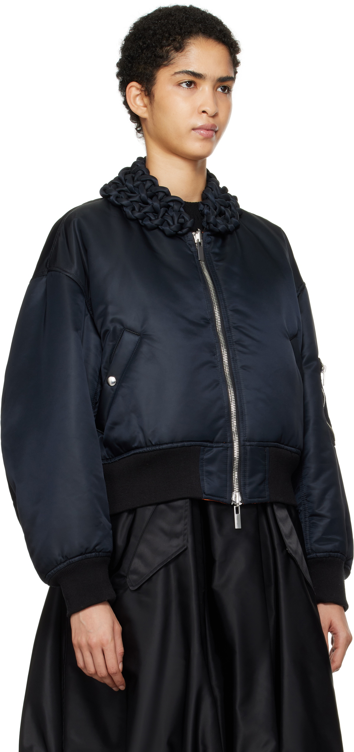 Noir Kei Ninomiya Black Macrame Bomber Jacket Noir Kei Ninomiya